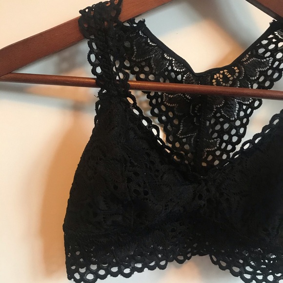 Aerie Black Floral Lace Racerback Bralette - Picture 4 of 6